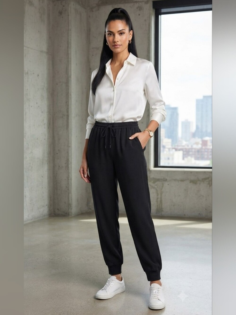 Wilfred Black Elastic Waist Pants